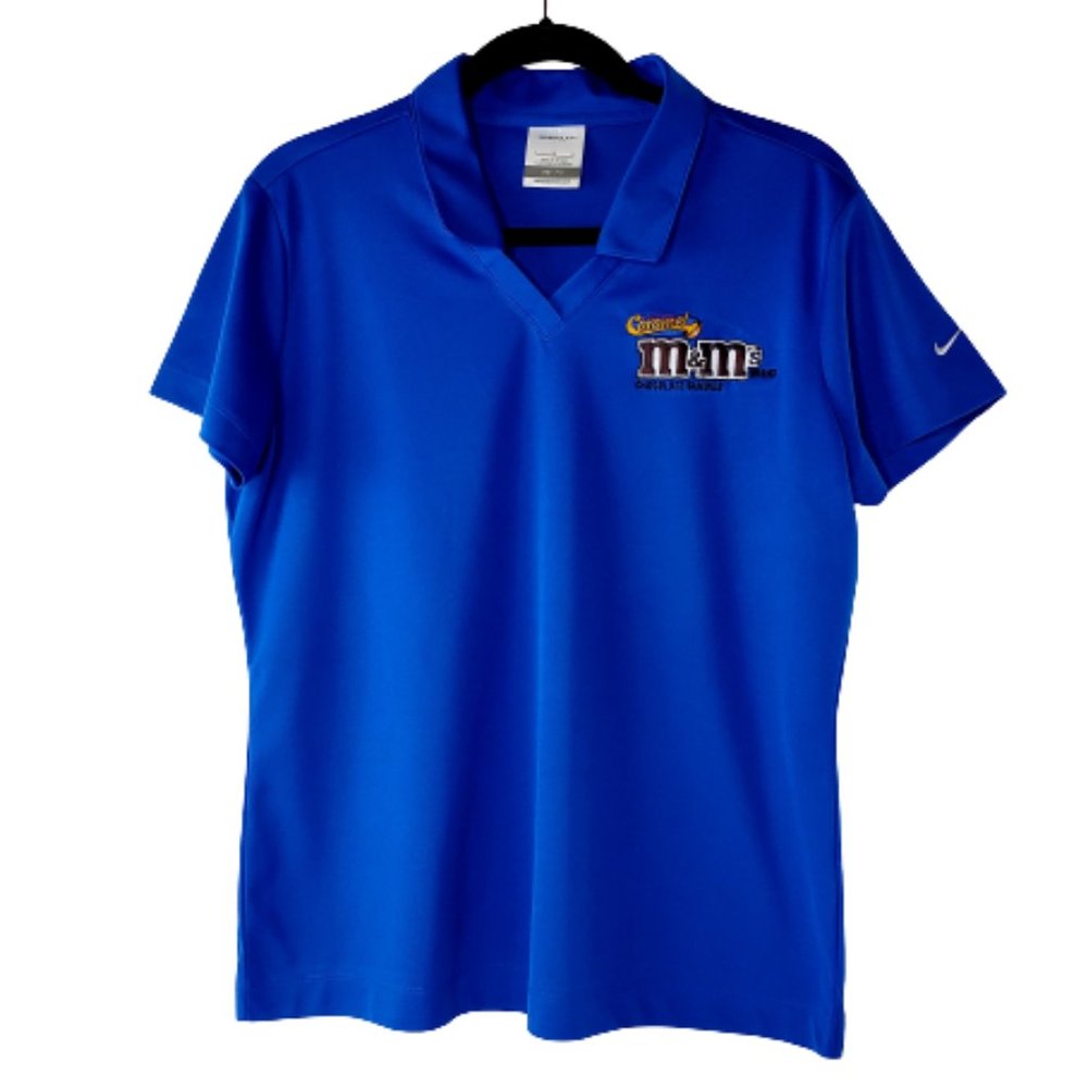 Nike Ladies Golf Dri-Fit V-Neck Polo Shirt with M & M Logo.Size Large ~ New!!!